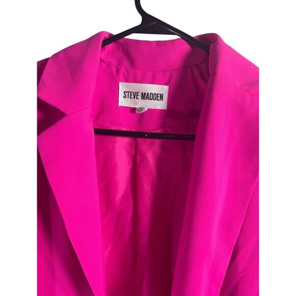NWT Steve Madden Hot Barbie Pink Open Front Oversized Blazer Small Roll Sleeve - Picture 6 of 9